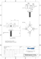 Four Way Bench Mounted Drop Lever Gas Tap - 900034 Drawing