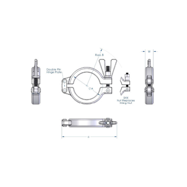 Tri-Clamp Double Hinge Stainless Steel Clamp