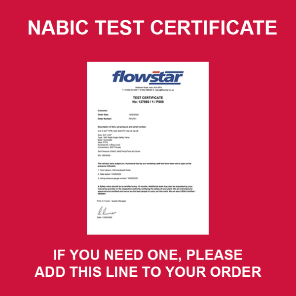 NABIC Pressure Test Certificate