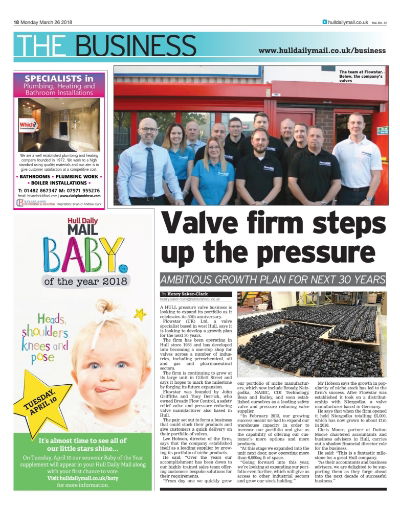 Hull Daily Mail Newspaper Article - Valve Firm Steps Up The Pressure